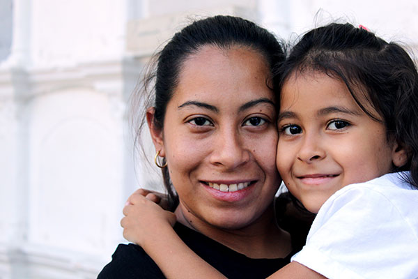 mother holding child